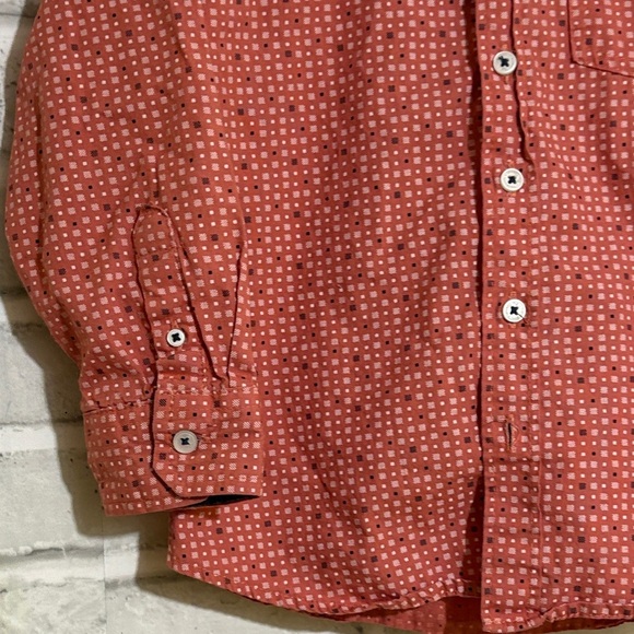 Ben Sherman boys Brick Red Patterned Button Down long sleeve dress shirt size 5 - Picture 5 of 7